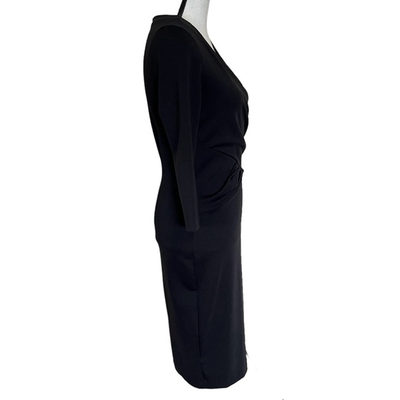 Boden Black Sheath Dress Cris-Cross Front 3/4 Sleeve Womens Size 8R - Picture 2 of 8